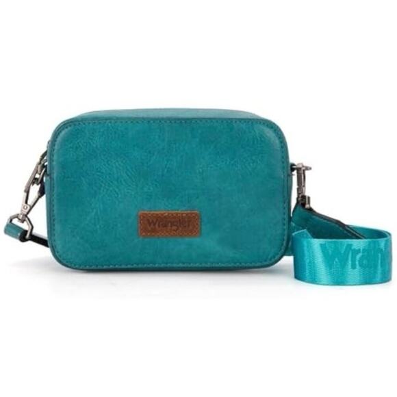 Wrangler Teal/Turquoise Snapshot Camera Shoulder/Crossbody Bag w/ Guitar Strap - Picture 13 of 16